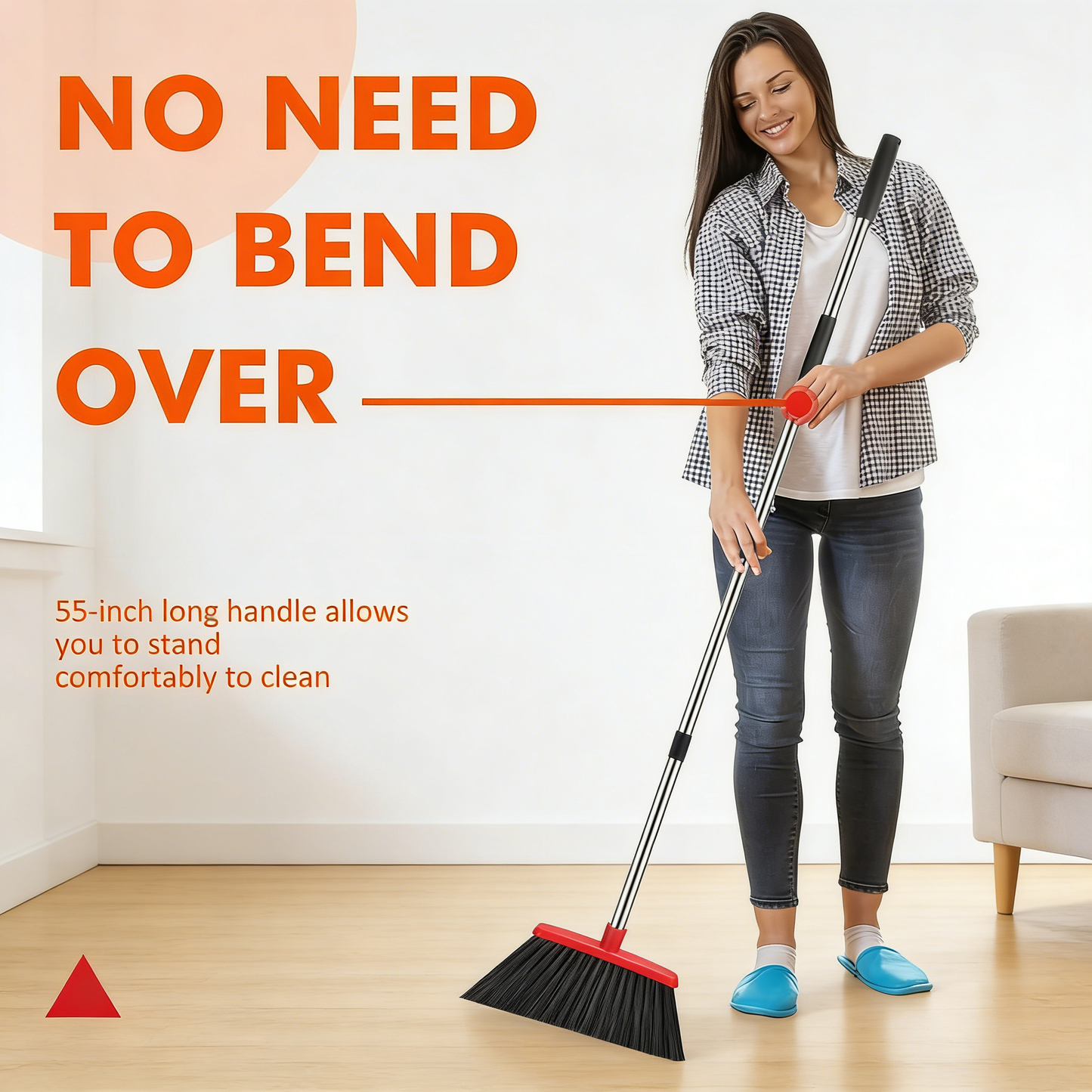 Adjustable Long Handle Heavy-Duty PET Bristle Broom