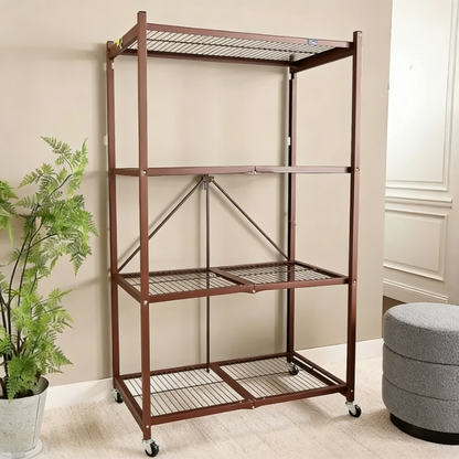 Livingease Foldable 4-Tier Heavy-Duty Rolling Storage Rack