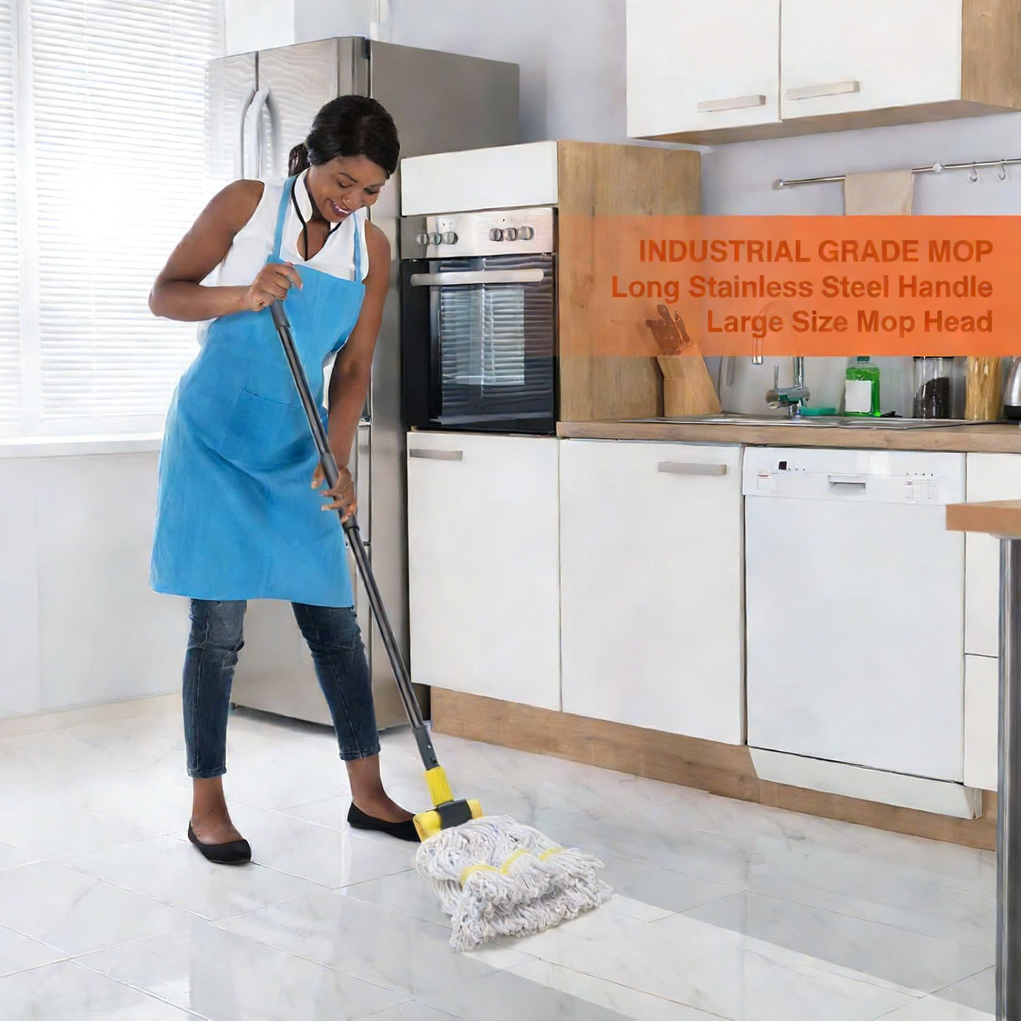 Heavy-Duty Industrial Cotton Mop with Adjustable Metal Handle