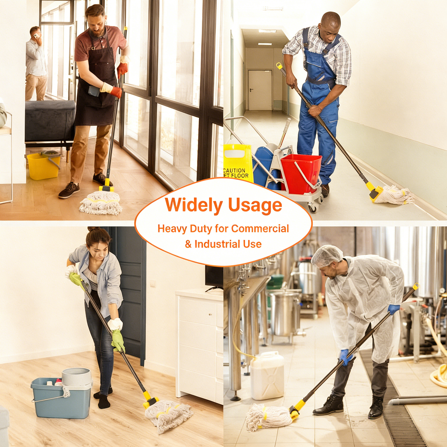 Heavy-Duty Industrial Cotton Mop with Adjustable Metal Handle