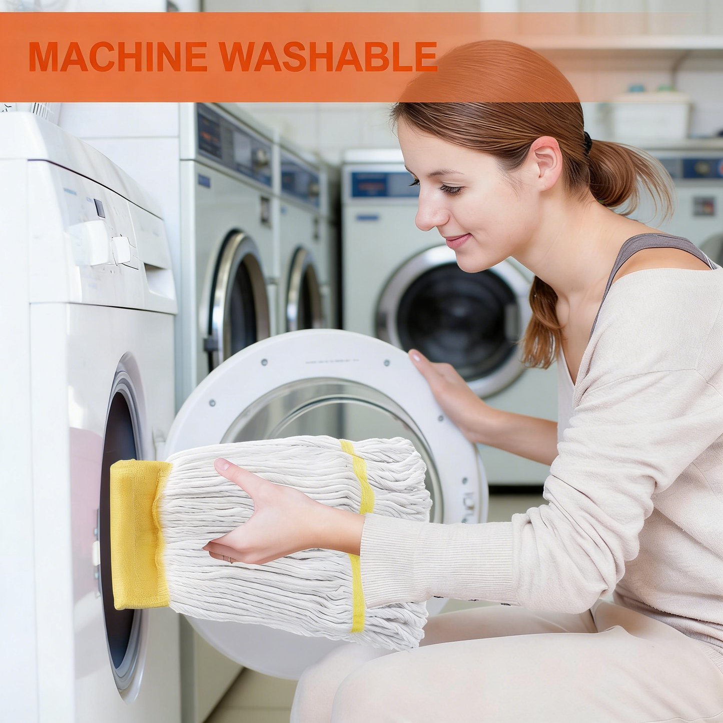 Heavy-Duty Industrial Cotton Mop with Adjustable Metal Handle