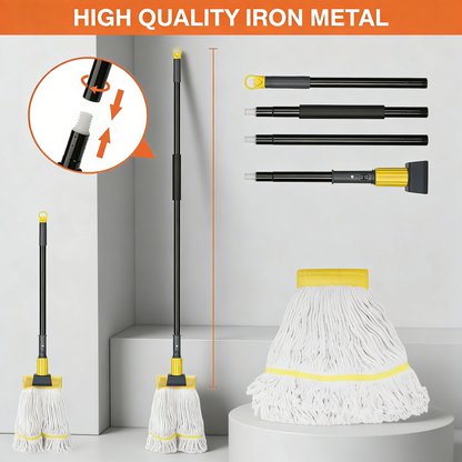 Heavy-Duty Industrial Cotton Mop with Adjustable Metal Handle