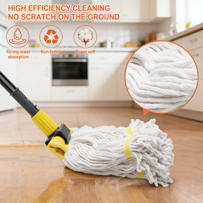 Heavy-Duty Industrial Cotton Mop with Adjustable Metal Handle