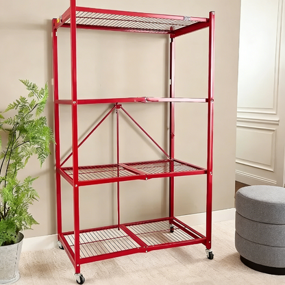 Livingease Foldable 4-Tier Heavy-Duty Rolling Storage Rack