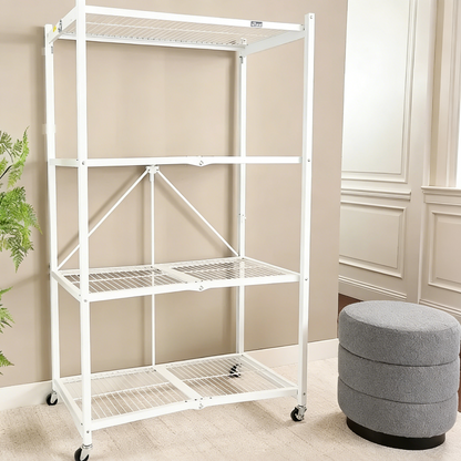 Livingease Foldable 4-Tier Heavy-Duty Rolling Storage Rack
